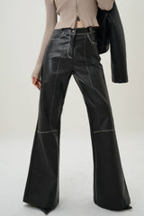 Midnight Elegance Flare Leather Pants