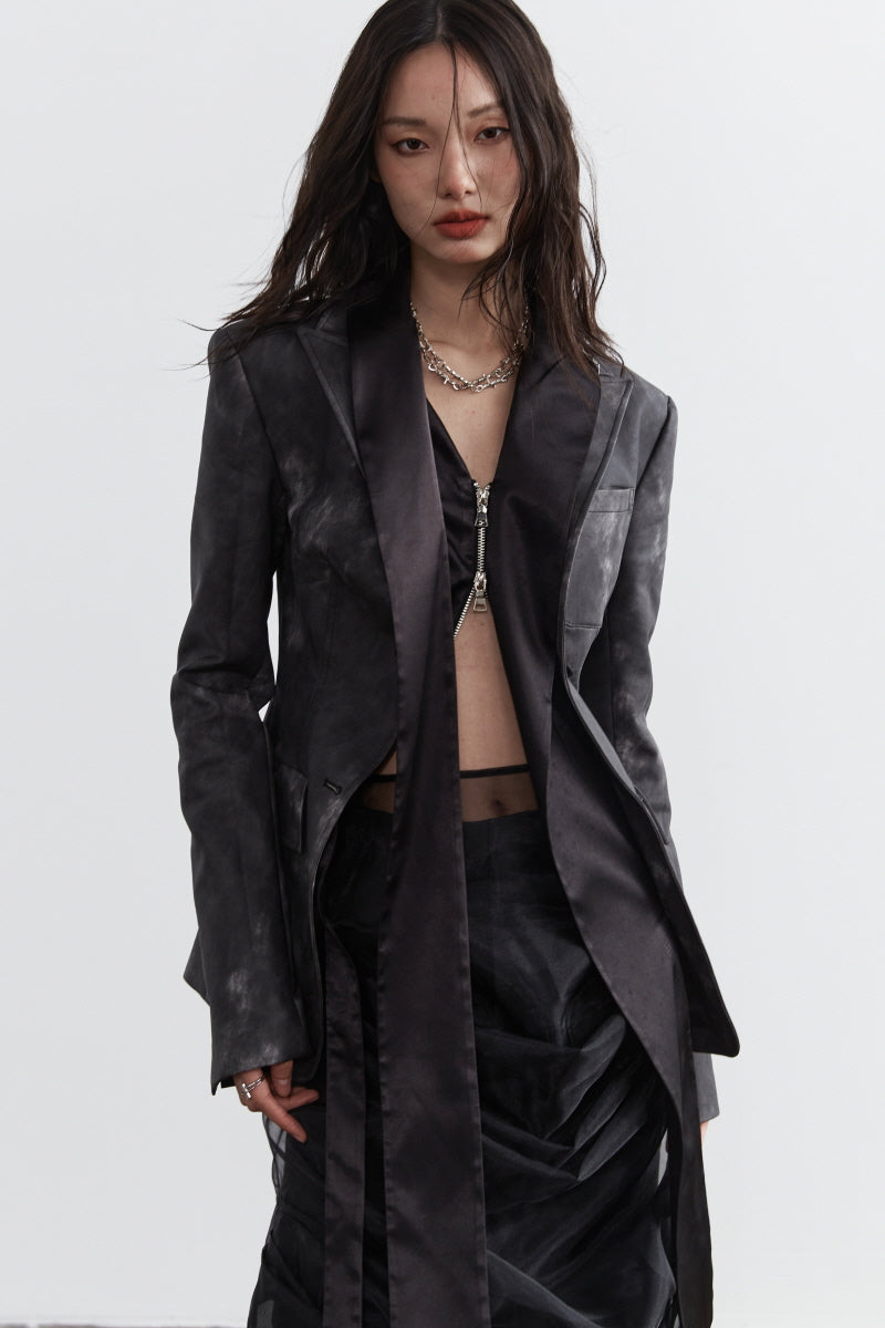 Dark Smoke Faux Leather Blazer