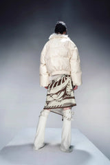 Frosted Luxe Leather Puffer Jacket-White