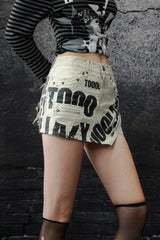 Irregular Lettering Low-Rise Skirt