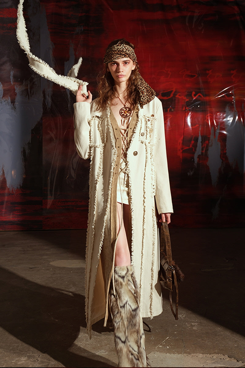 Raw Wilderness Hand-Beaded Coat with Fringe Details