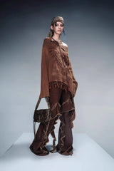 Fringe Rhythm Flared Pants-Brown