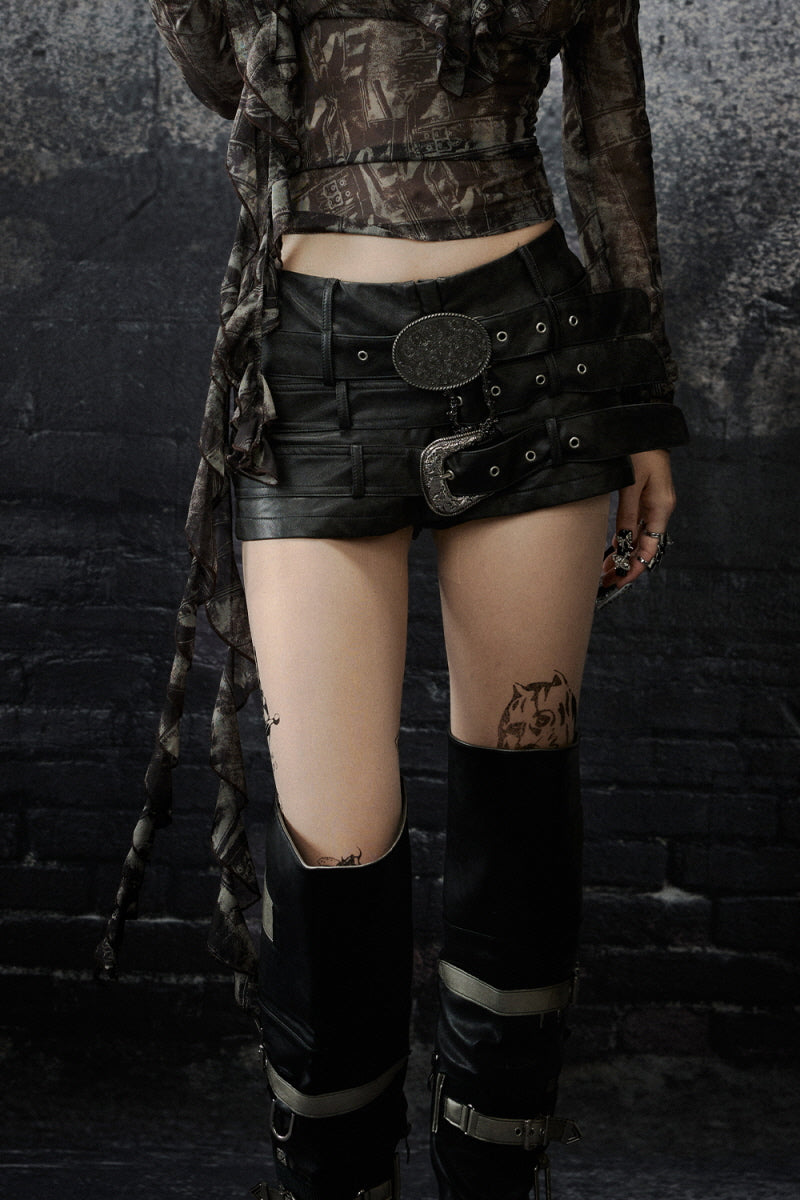 Belted Edge Leather Skirt