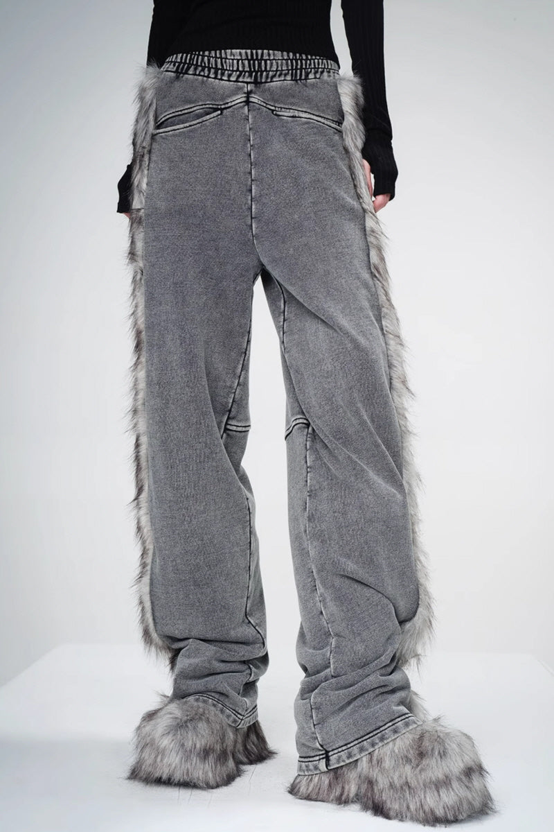 Frostbound Luxe Straight-Leg Pants - Gray