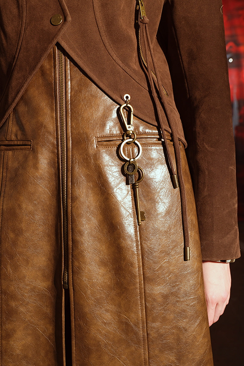 Timeless Layered Leather Trench Coat