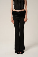 Velvet Edge Corset & Fur-Trim Flare Pants Set