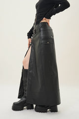 Midnight Edge Zipper Leather Skirt