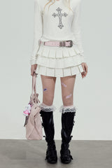 Tiered Pleated Mini Skirt