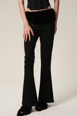 Velvet Edge Corset & Fur-Trim Flare Pants Set