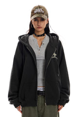 Gothic Emblem Oversized Zip Hoodie