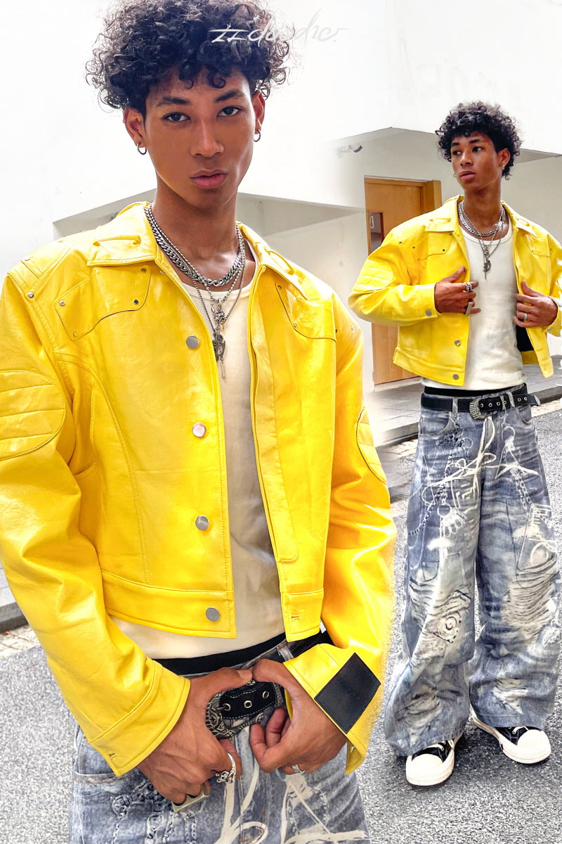 Electric Blaze Yellow Leather Jacket