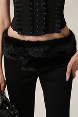 Velvet Edge Corset & Fur-Trim Flare Pants Set