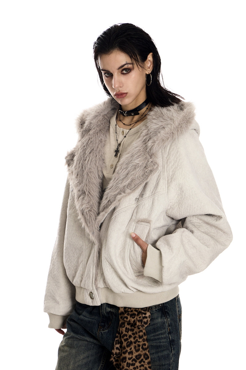 Shadowline Faux Fur Asym Hooded Jacket