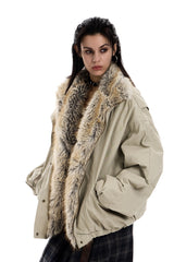 Feral City Fur-Collar Jacket - Apricot
