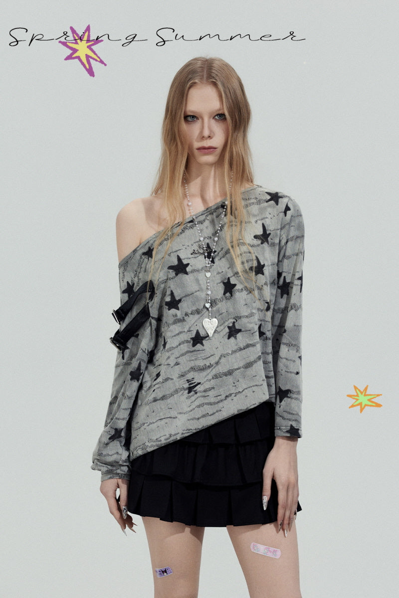 Star Graphic Off-Shoulder Top