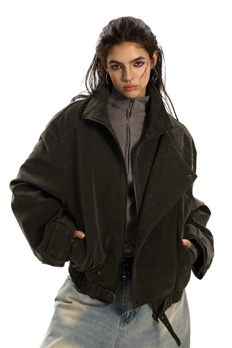 Vintage Suede Biker Oversized Jacket