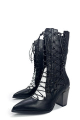 Midnight Lace-Up Heeled Boots