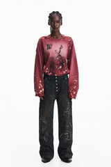 Paint-Splatter Graphic Long Sleeve T-Shirt