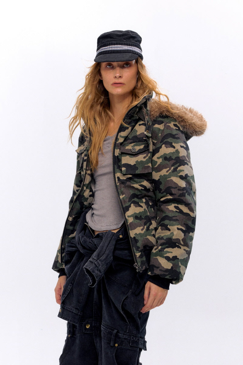 Urban Hunt Camouflage Fur Collar Jacket