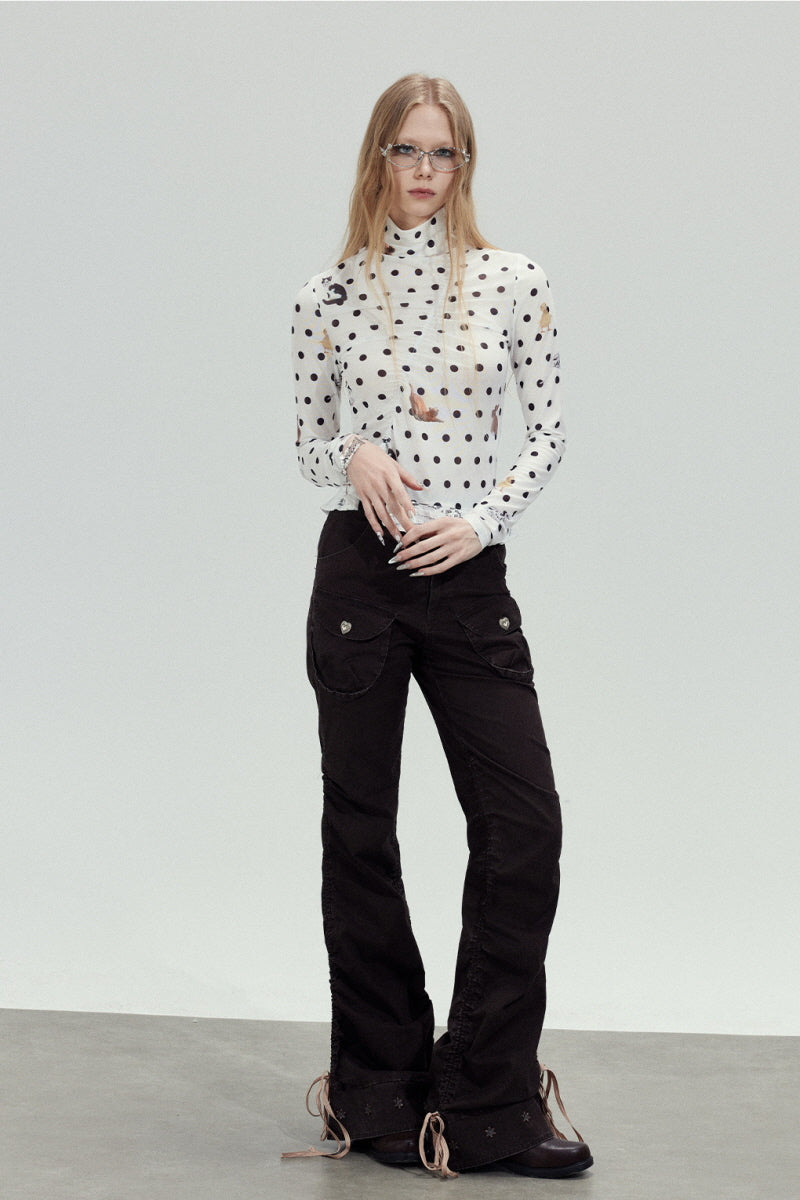 Polka Dot Mesh Slim Top