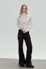 Polka Dot Mesh Slim Top