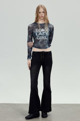 Smoky Mesh Graphic Long Sleeve Top