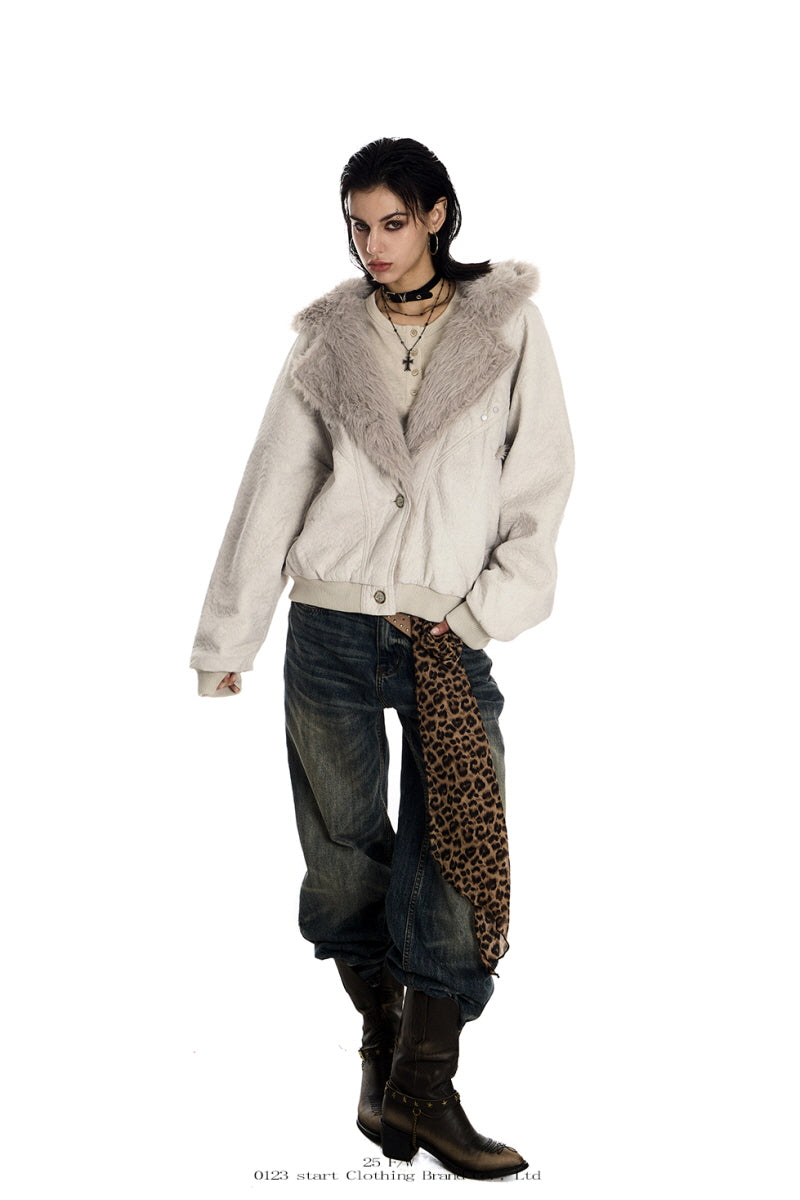 Shadowline Faux Fur Asym Hooded Jacket