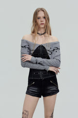 Tribal Corset Off-Shoulder Top