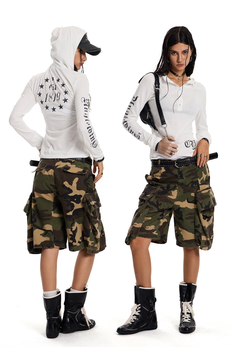 Night Code Gothic Hood Top - White