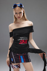 Racing Spirit Off-Shoulder Streamer Top