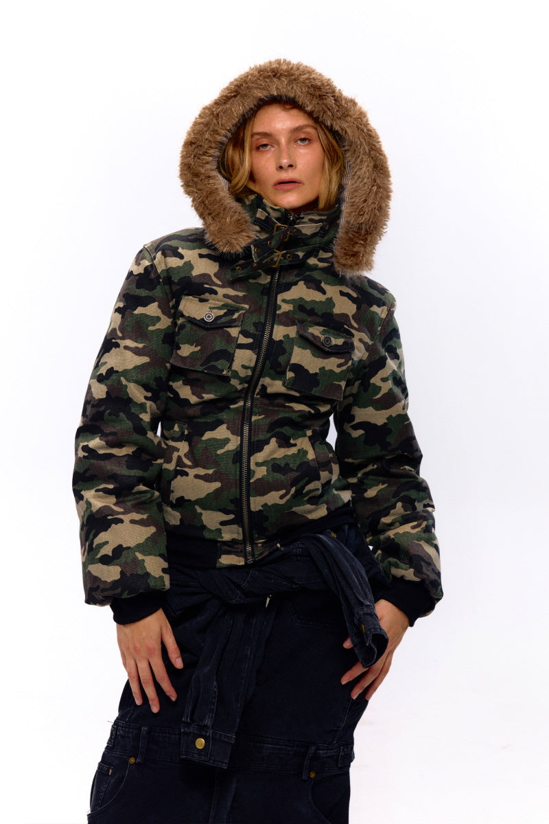 Urban Hunt Camouflage Fur Collar Jacket