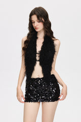 Wild Muse Leopard Faux Fur Halter Top