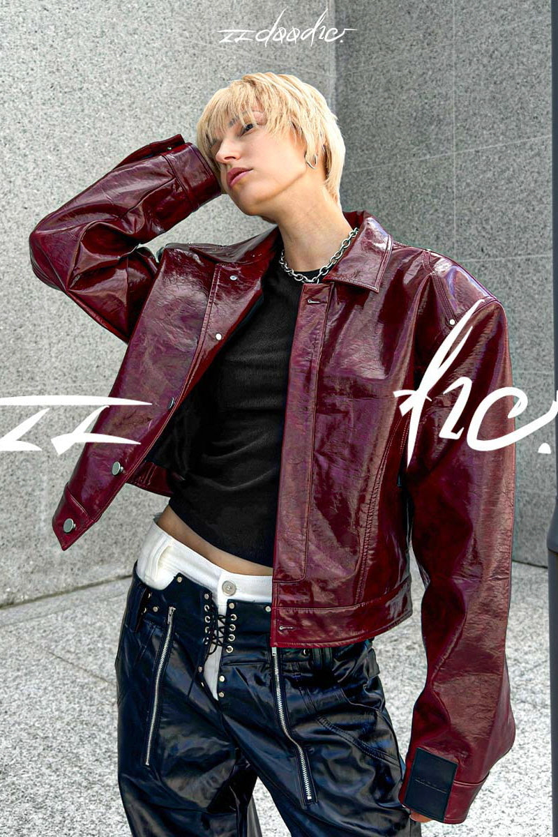 Crimson Edge Oversized Biker Jacket