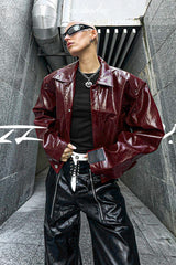 Crimson Edge Oversized Biker Jacket