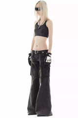 Industrial Edge Low-Rise Flare Cargo Pants