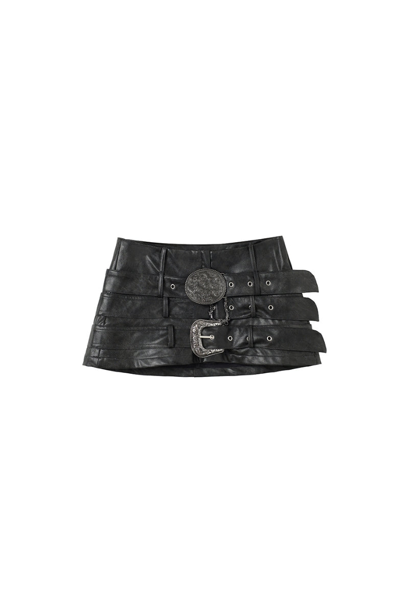 Belted Edge Leather Skirt