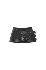 Belted Edge Leather Skirt