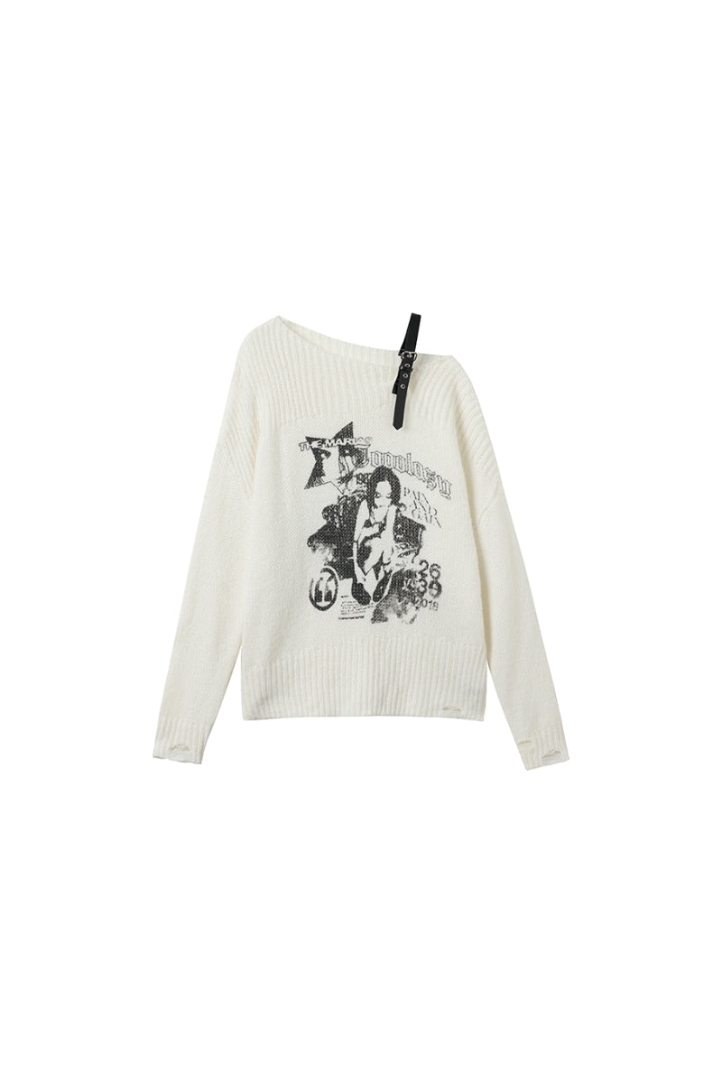 Belted Asymmetry Knit Sweater
