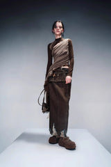 Ethereal Flow Sheer Layered Top-Brown