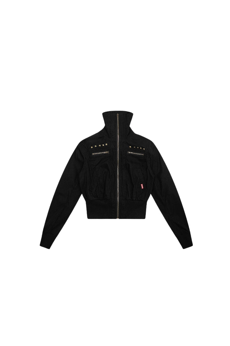 Rogue Camo Cropped Jacket - Black