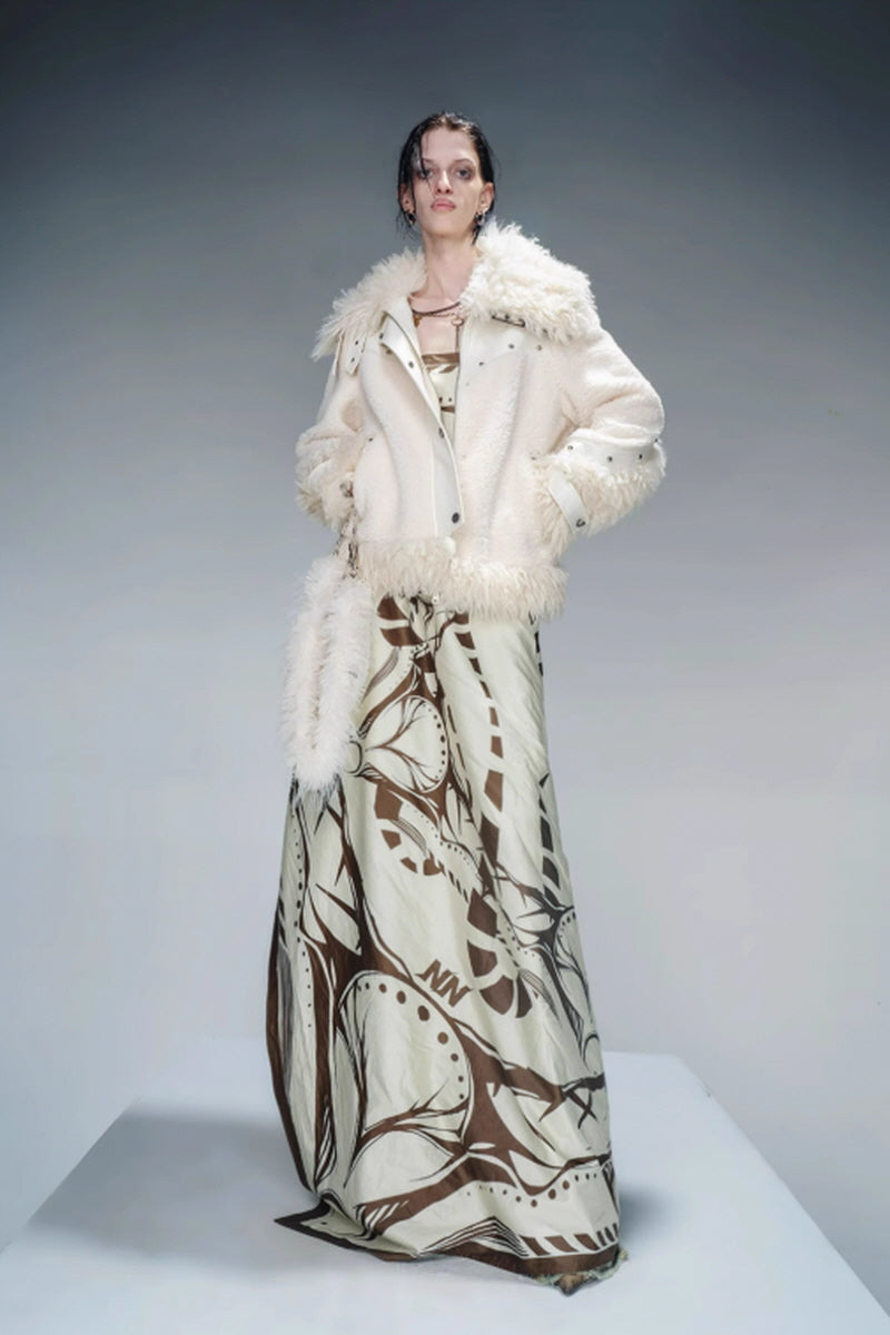 Velvet-Lined Luxe Fur Coat-Creamy-White