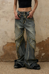 Shattered Edge Distressed Flare Jeans