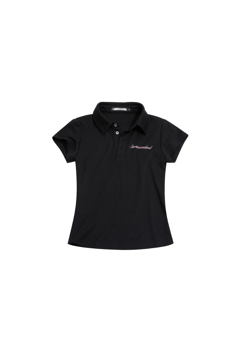 Rhinestone Angel Curve Polo Top