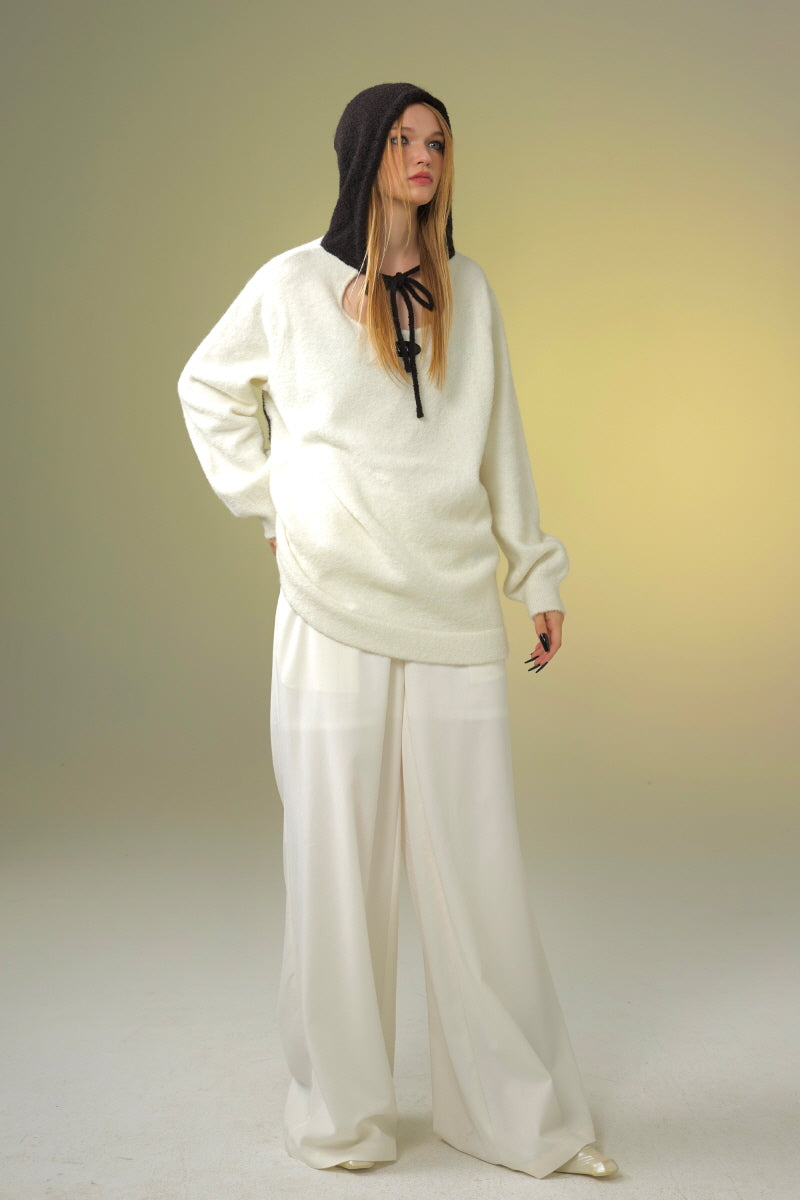 Shadow Contrast Hooded Sweater