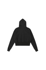 Leopard Crest Cropped Hoodie - Black