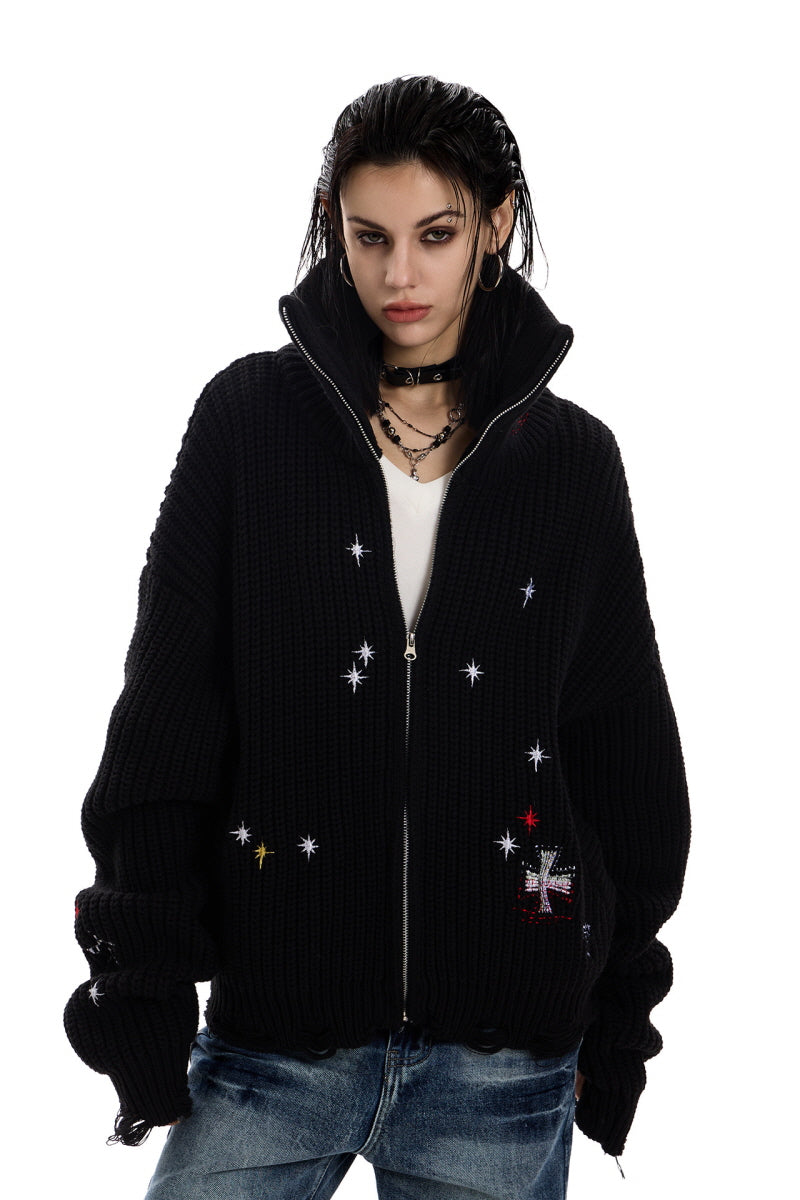 Night Signal Knit Zip Jacket