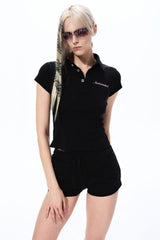 Rhinestone Angel Curve Polo Top