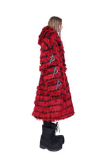 Scarlet Eclipse Striped Faux Fur Coat