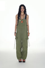 1NCN|"Jungle Roaming" design, soft cargo drawstring, adjustable bib pants, summer multi-pocket loose