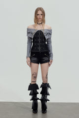 Tribal Corset Off-Shoulder Top